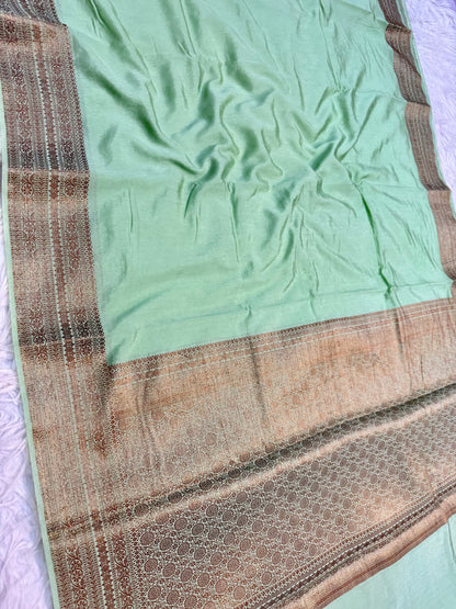 Pista green shade  Raw mango soft silk banarasi saree