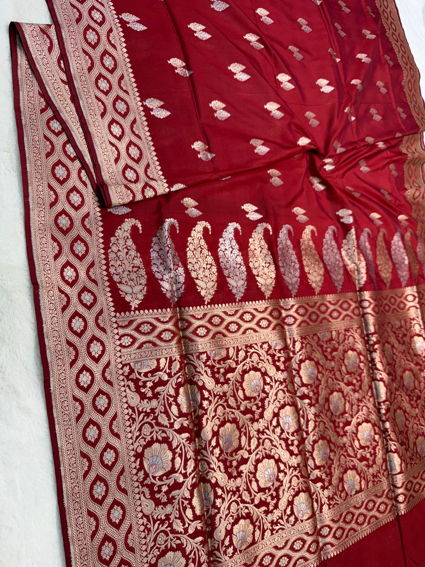 Red shade katan Banarasi silk Saree