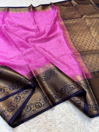 Pink blue warm silk premium Banarasi saree