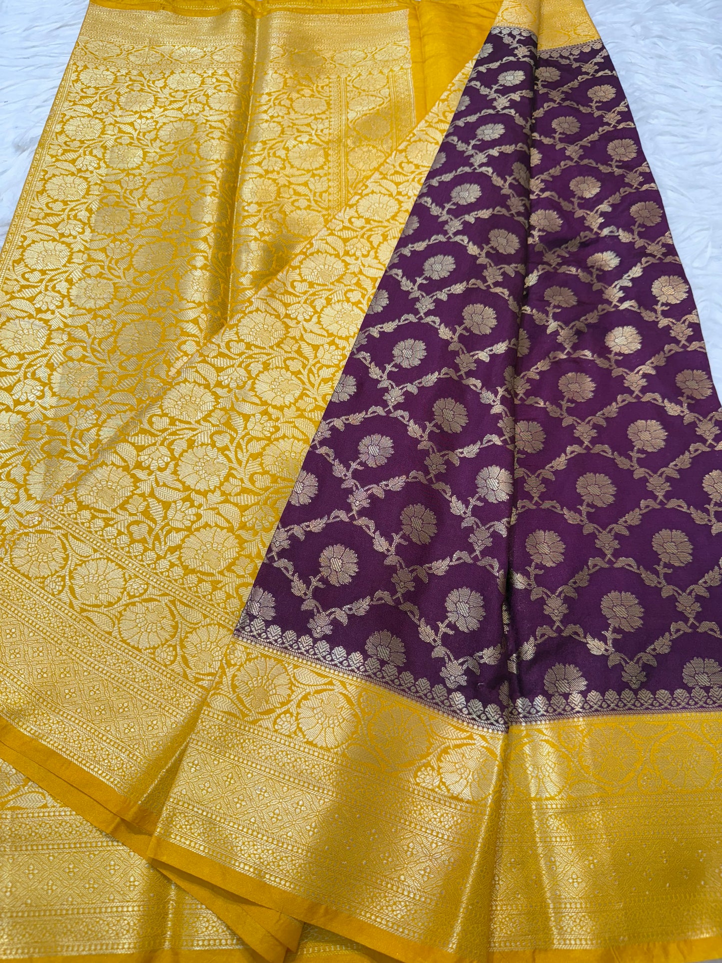 Magenta mango shade  Dupion Silk premium Banarasi Saree