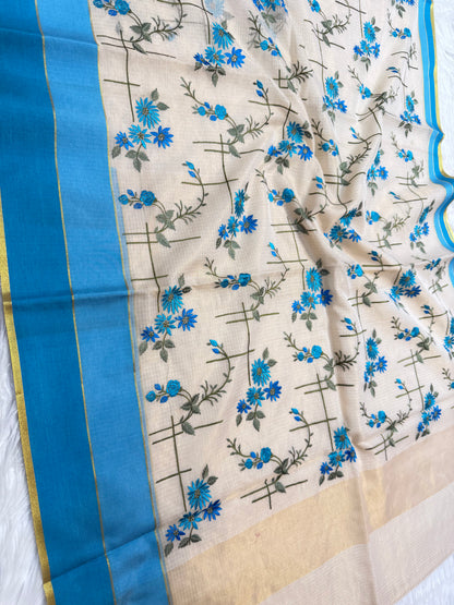 Multicolor Tissue Kota Designer Embroidery Premium Banarasi Saree