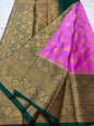 Pink bottle green shade warm silk  Banarasi saree