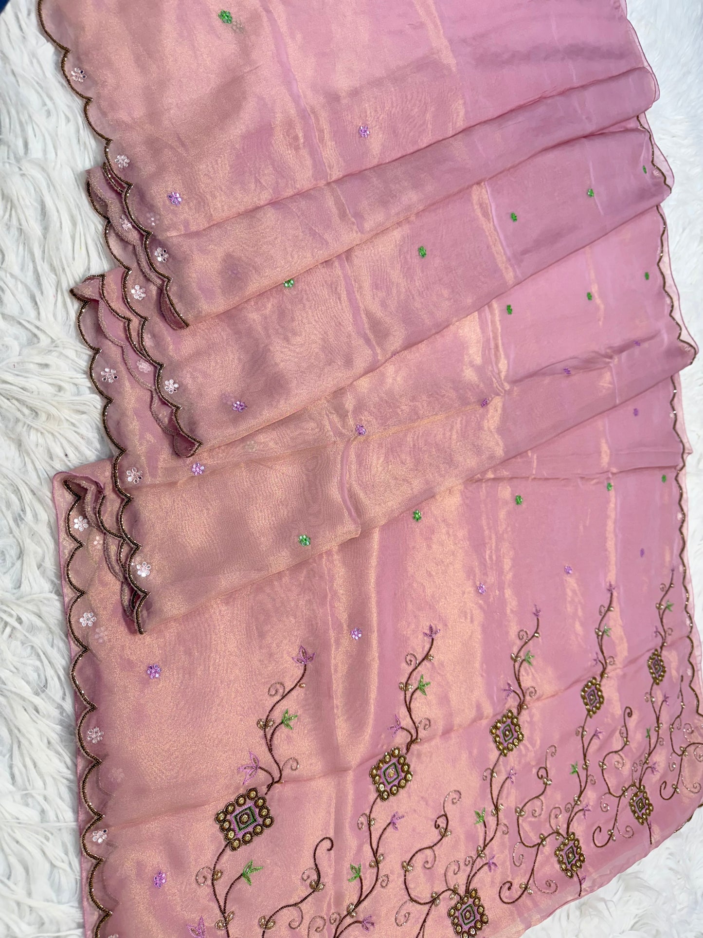 Tissue zardosi work fancy party wear