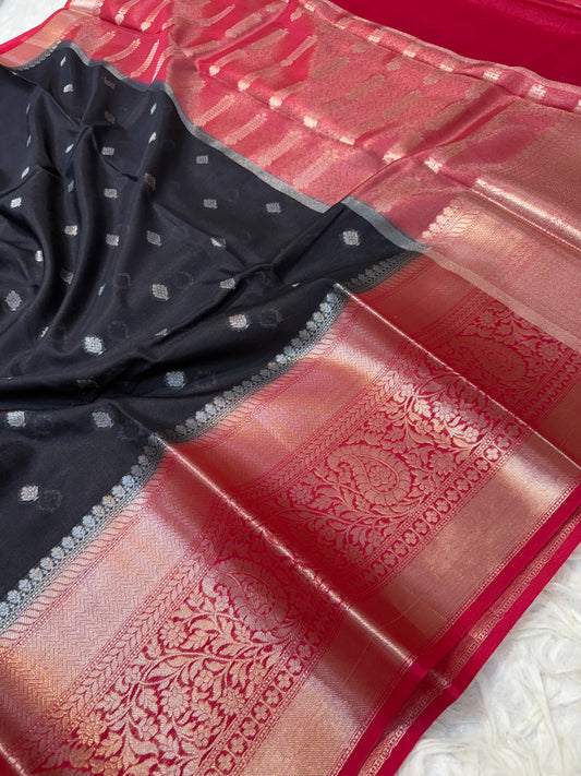 Red black warm silk premium Banarasi saree