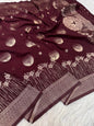 Wine shade georgatte Banarasi saree