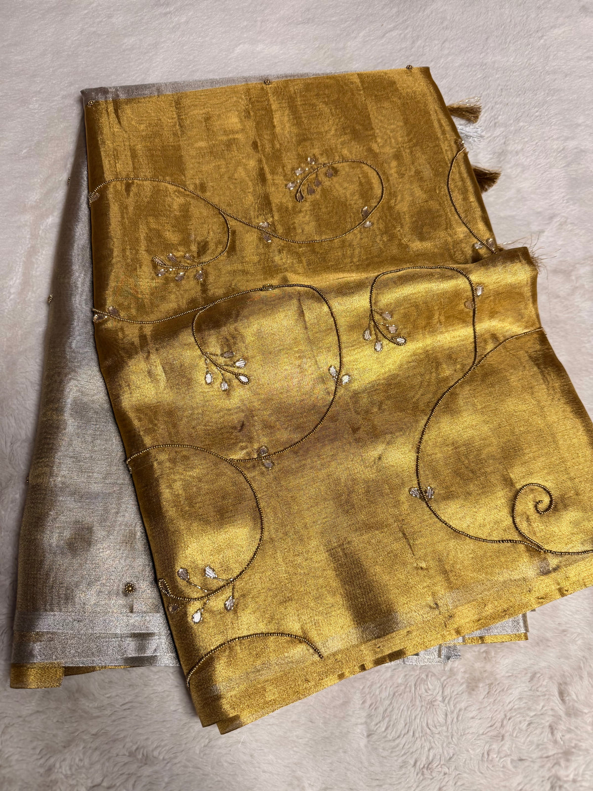 Sona chandi premium tissue designer hand work Banarasi saree