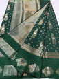 Bottle green shade Raw mango soft silk banarasi saree