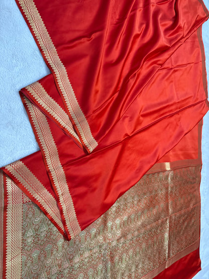 Red shade mashru silk premium Banarasi silk Saree