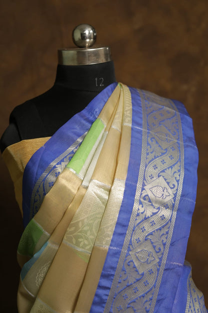 Multicolour shade Kora organza Banarasi saree