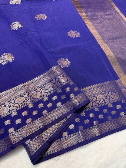 Navy shade raw mango  premium Banarasi saree