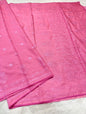 Pink shade cotton kota chickenkari embroidery Banarasi saree