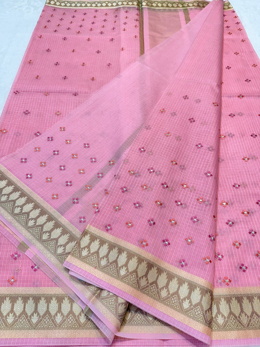 Pink shade kota designer embroidery Banarasi saree