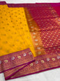 Gold royal pink shade katan Banarasi silk Saree