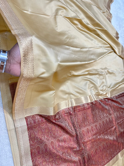 Beige shade mashru silk premium Banarasi silk Saree