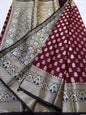 Maroon & black shade  Dupion Silk premium Banarasi Saree