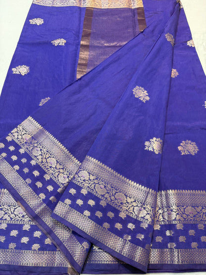 Navy shade raw mango  premium Banarasi saree