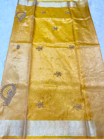 Tissue Aari Work Banarasi silk saree