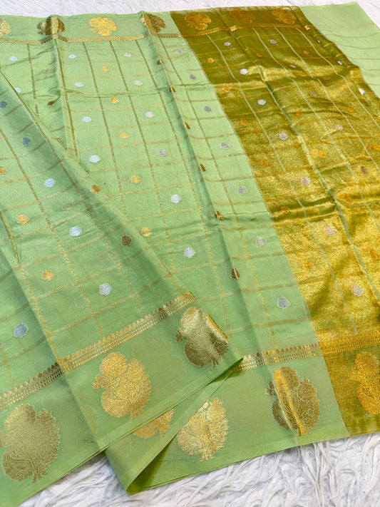 Pista green shade  Raw mango soft silk banarasi saree
