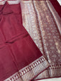 Maroon  shade  Raw mango soft silk banarasi saree