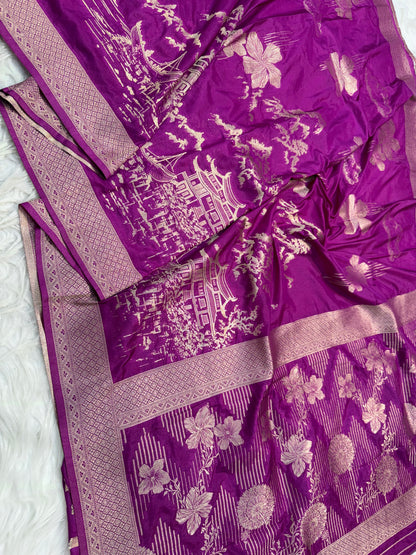 Magenta premium soft silk saree