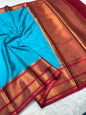 Firozi red warm silk premium Banarasi saree
