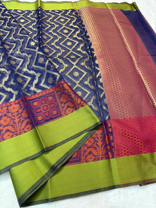 Multicolour shade kora organza Banarasi saree