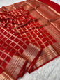 Red shade Raw mango soft silk banarasi saree
