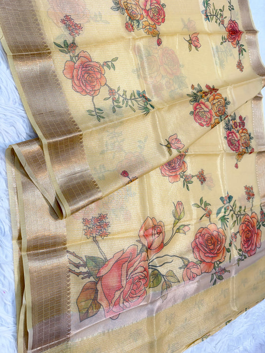 Tissue kota digital print Banarasi saree