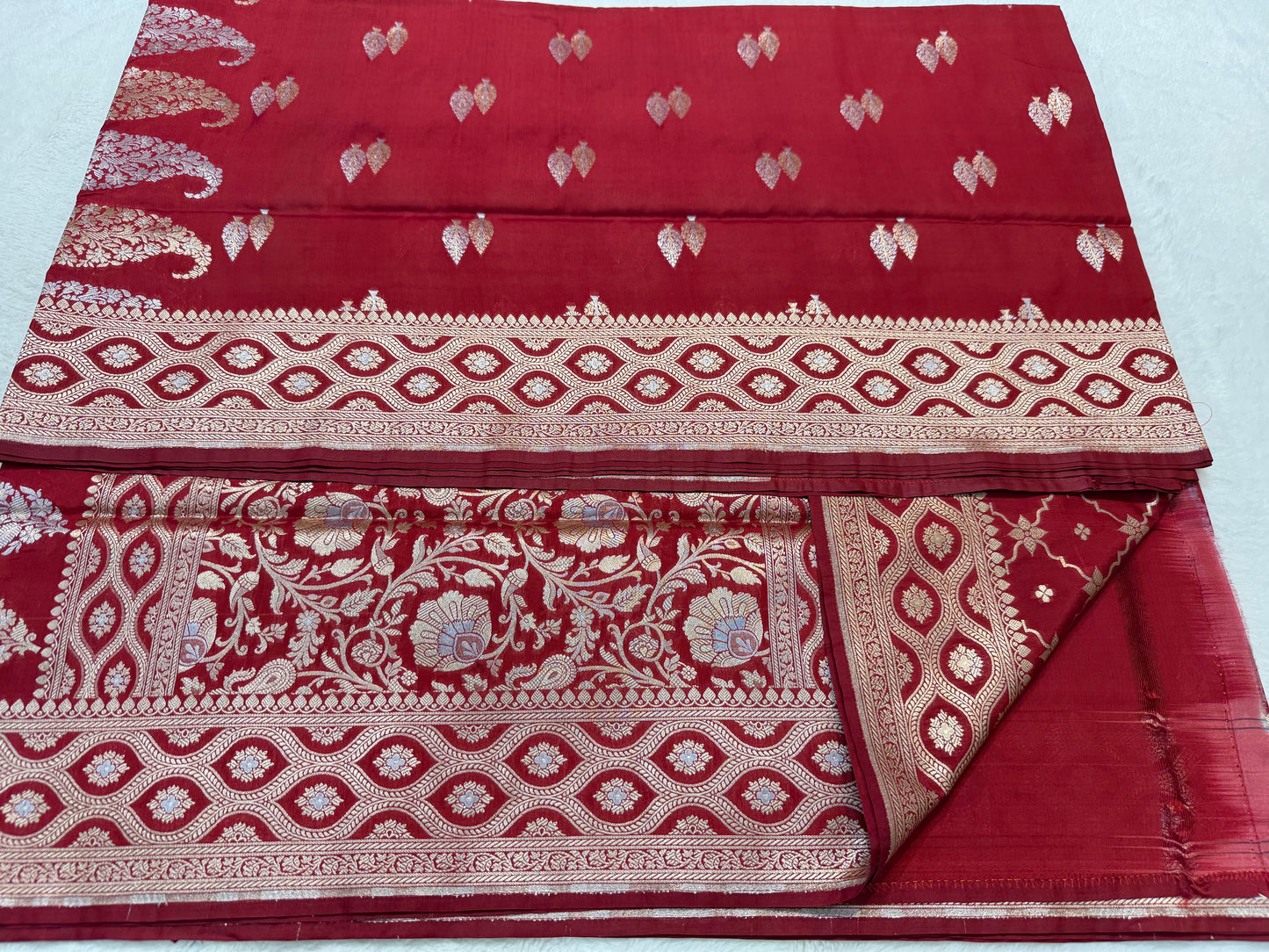 Red shade katan Banarasi silk Saree