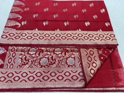 Red shade katan Banarasi silk Saree