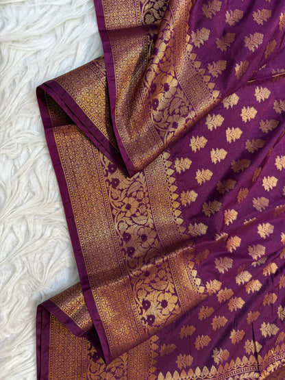 Magenta shade  Dupion Silk Banarasi Saree