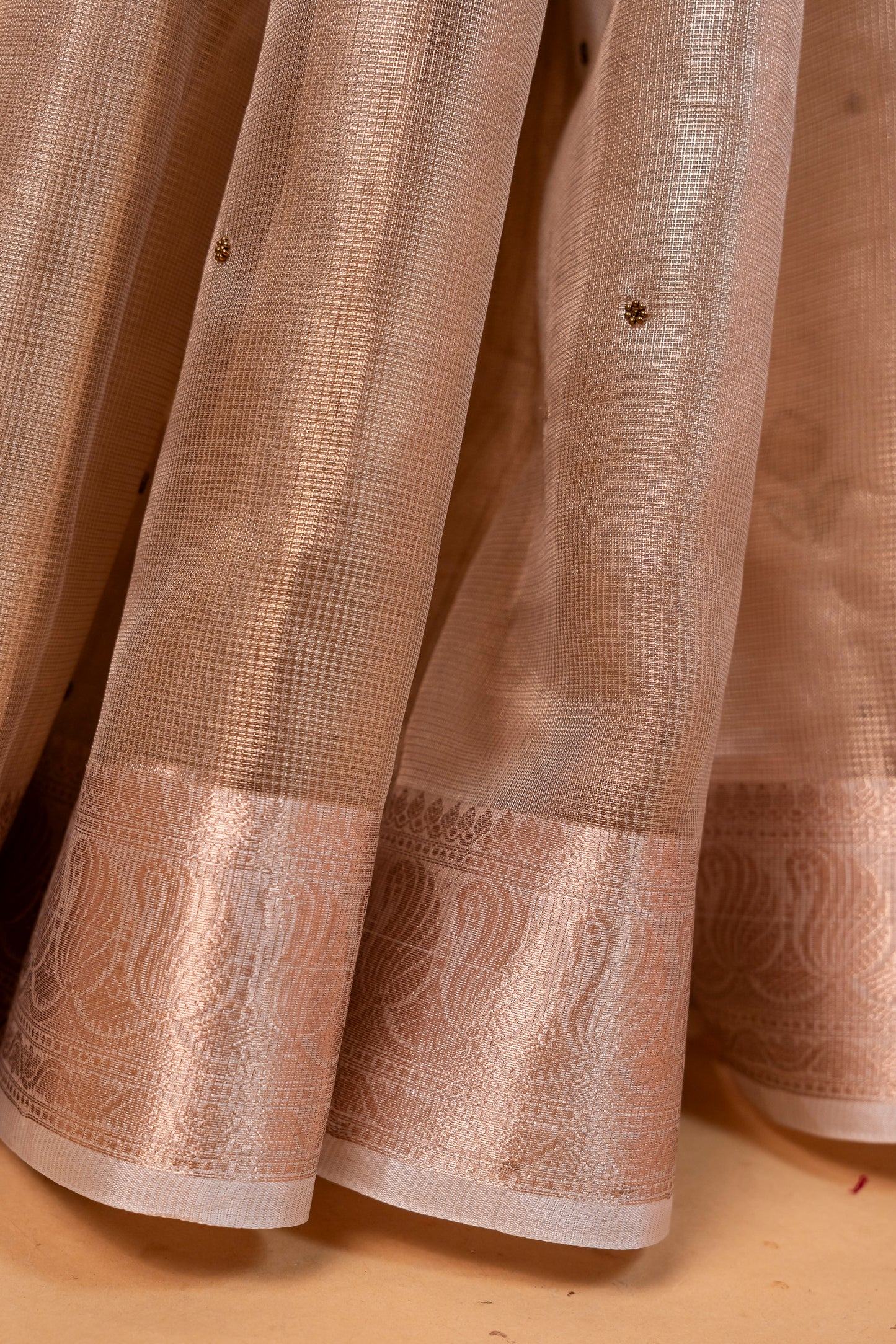 Beige shade tissue designer hand work Banarasi saree