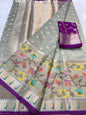 Pista green & multicolour shade tissue kota premium paithani border designer banarasi saree