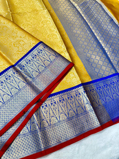 Gold & royal blue shade Kanchi silk premium Banarasi saree