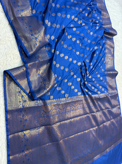 Royal blue shade Dupion Silk premium Banarasi Saree