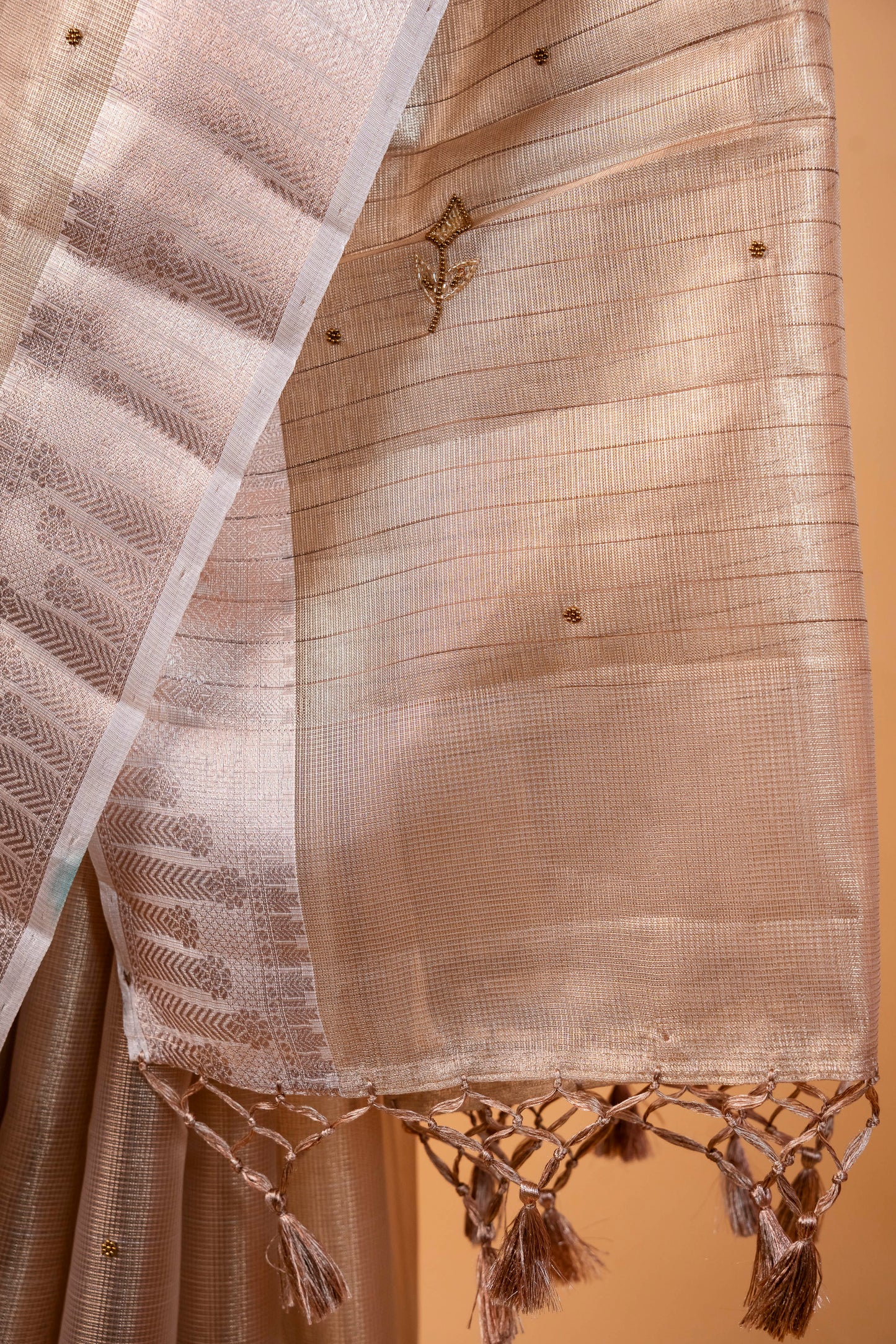 Beige shade tissue designer hand work Banarasi saree