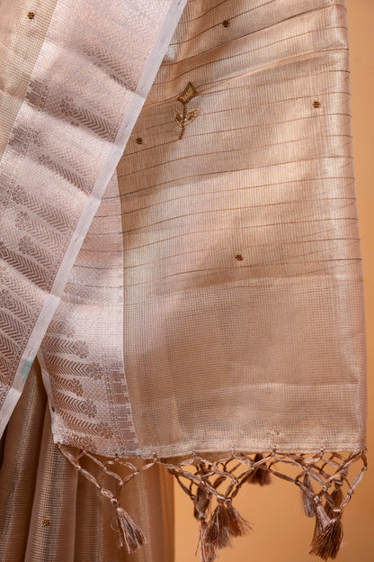 Beige shade tissue designer hand work Banarasi saree