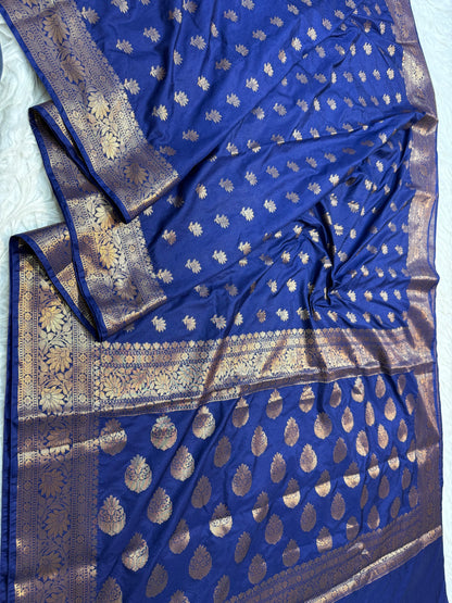 Royal blue shade Dupion Silk premium Banarasi Saree