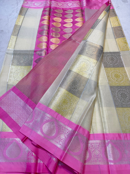 Multicolour shade kora silk premium Banarasi saree