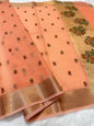 Peach shade cotton kota embroidery Banarasi saree