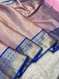 Royal Blue & Pink Contrast Kanchi Silk Banarasi Saree