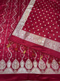 Maroon Satin Katan Three Piece Banarasi Suit
