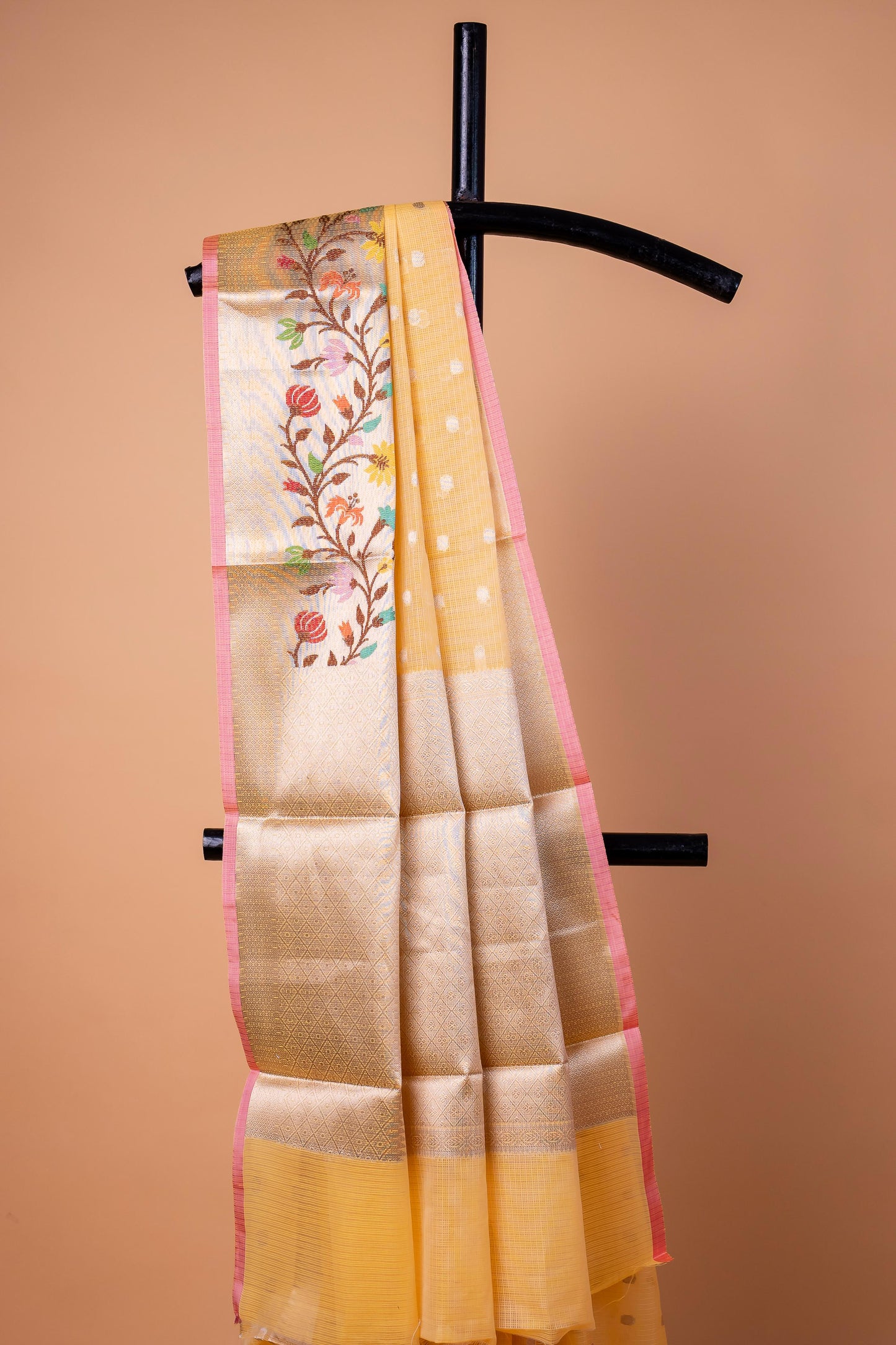 Yellow Cotton Kota Designer Pathni Border Premium Banarasi Saree