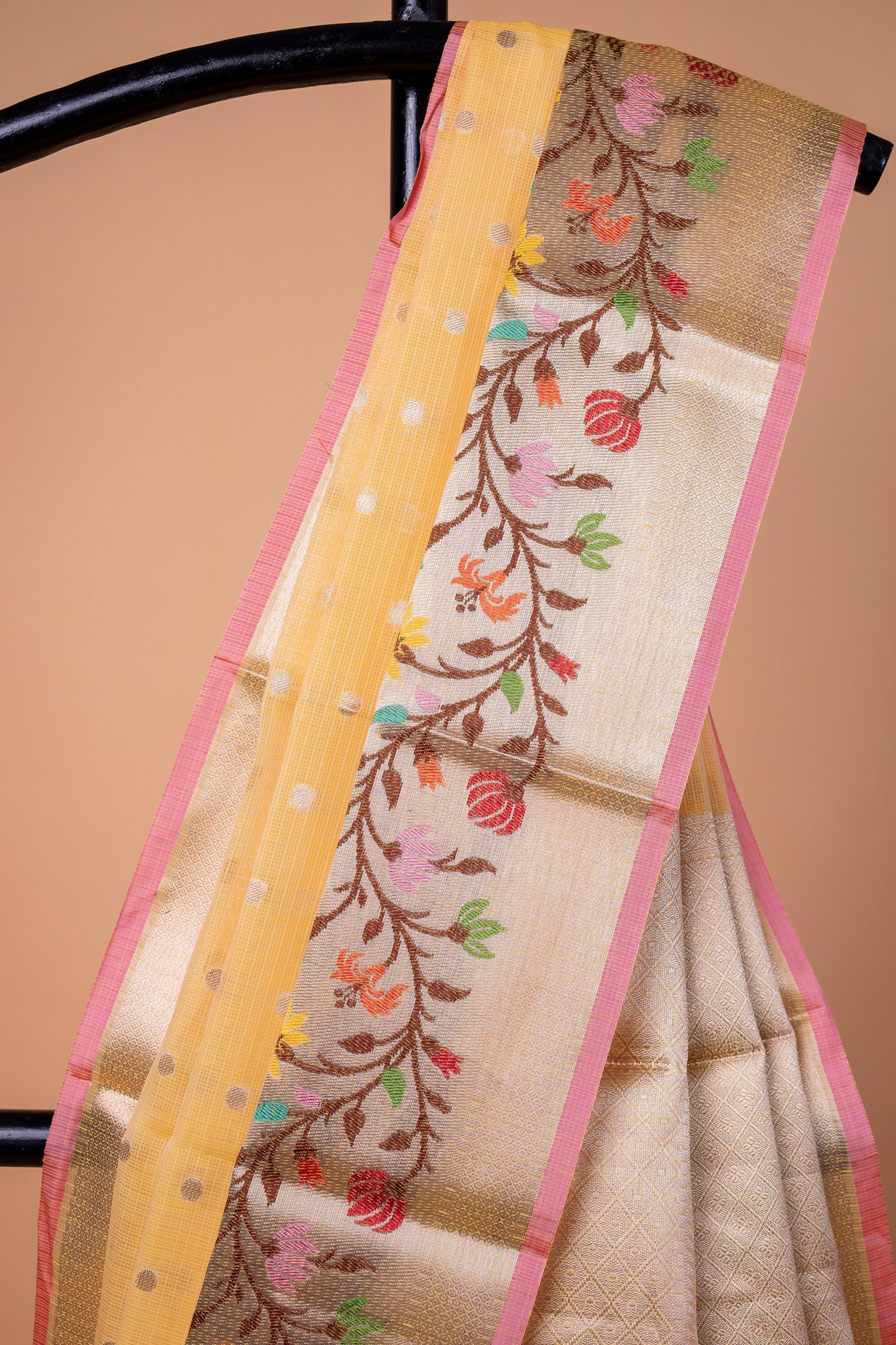 Yellow Cotton Kota Designer Pathni Border Premium Banarasi Saree