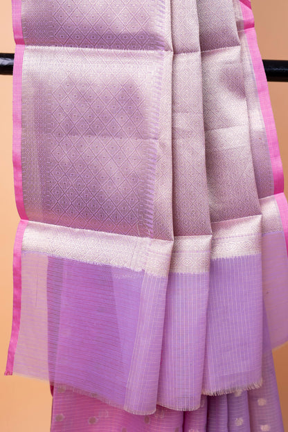 Lavender Cotton Kota Designer Pathni Border Premium Banarasi Saree