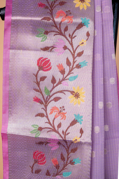 Lavender Cotton Kota Designer Pathni Border Premium Banarasi Saree
