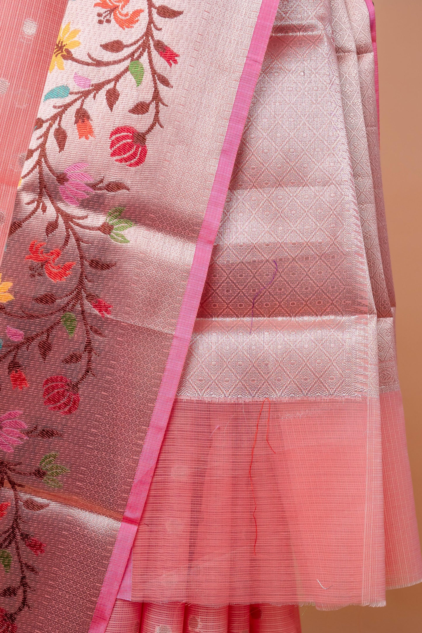 Peach Cotton Kota Designer Pathni Border Premium Banarasi Saree