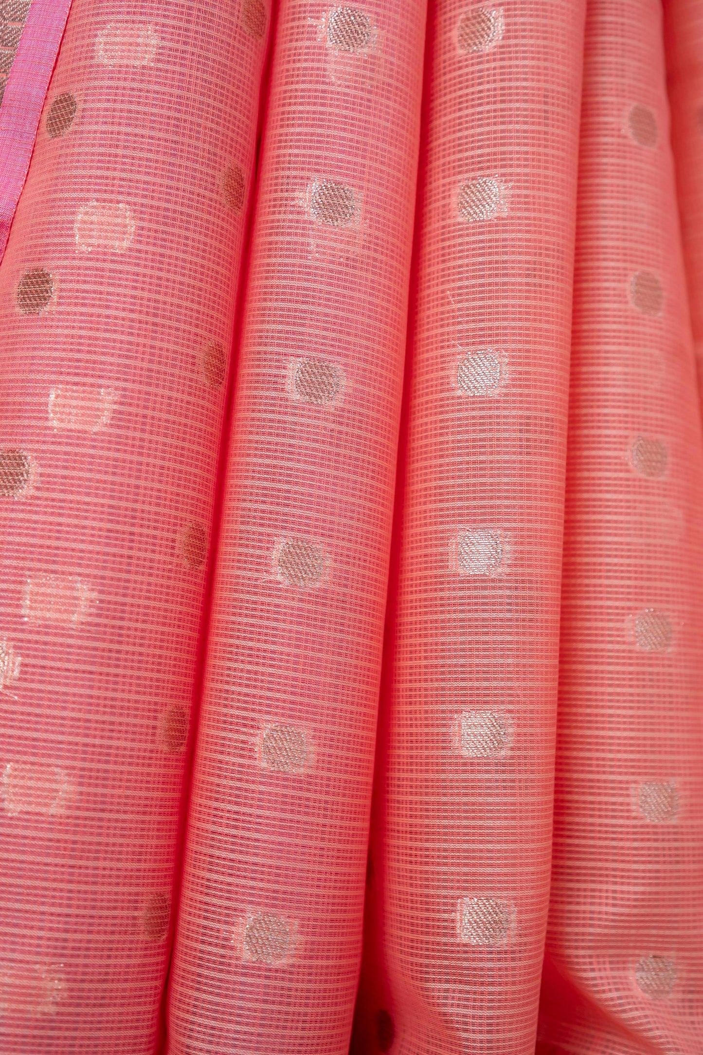 Peach Cotton Kota Designer Pathni Border Premium Banarasi Saree