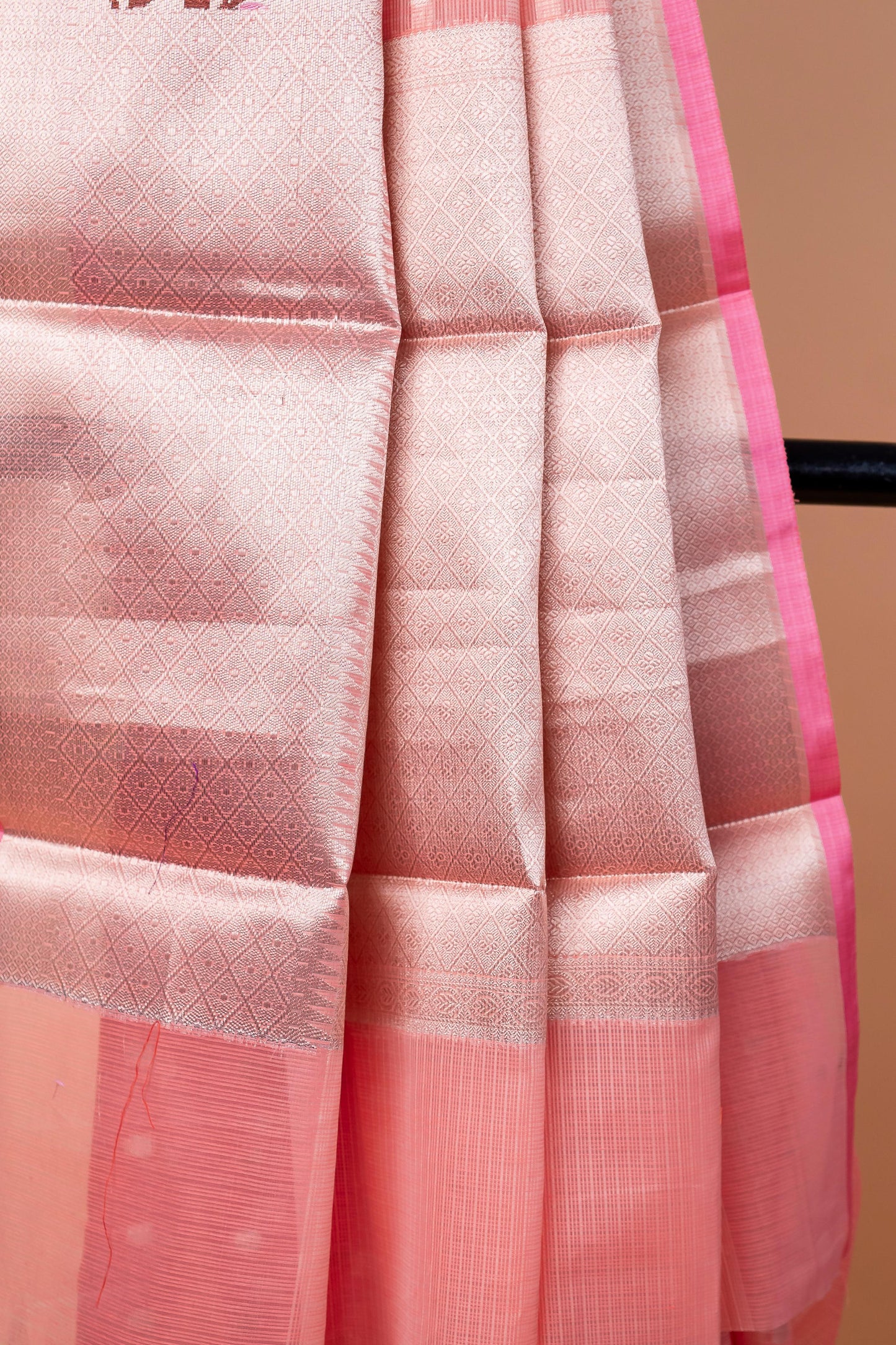 Peach Cotton Kota Designer Pathni Border Premium Banarasi Saree