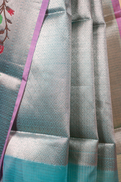 Sky Blue Cotton Kota Designer Pathni Border Premium Banarasi Saree